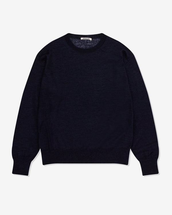Auralee - Men's Kid Mohair Sheer Knit Pull Over - (Navy)