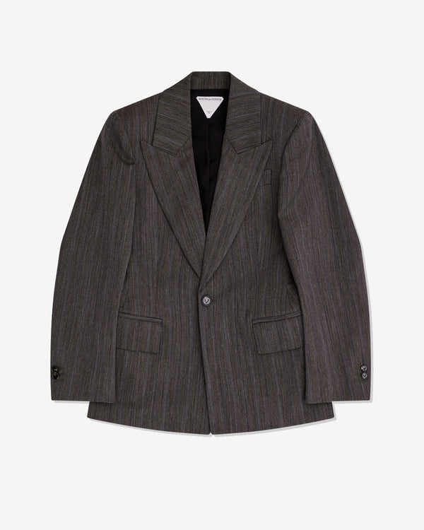 Bottega Veneta - Women's Wool Subtle Stripe Jacket - (Grey/Brown Melange)
