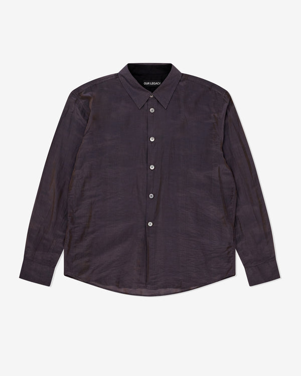 Our Legacy - Men's Beyond Shirt - (Charcoal Bordeaux Cotton Silk)