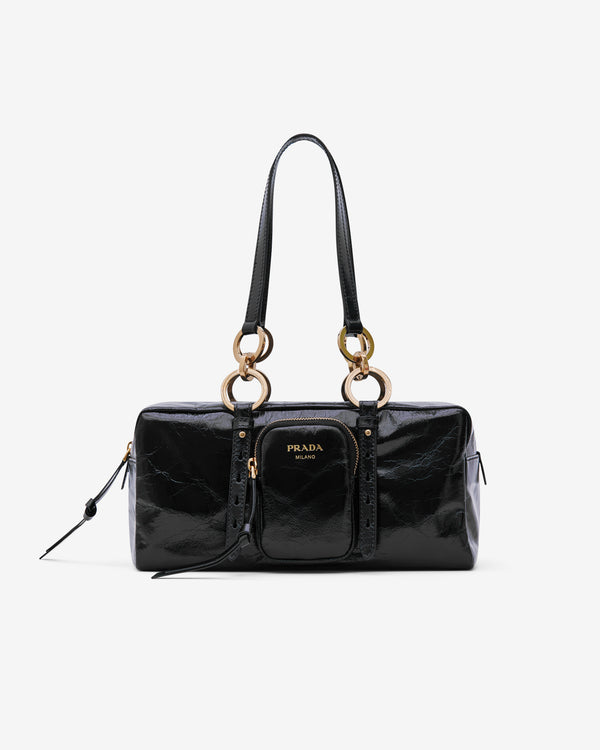 Prada - Women's Dangle Medium Leather Top-handle Bag - (Black)